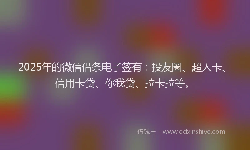 2025年的微信借条电子签有：投友圈、超人卡、信用卡贷、你我贷、拉卡拉等。