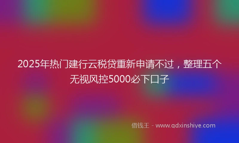 2025年热门建行云税贷重新申请不过，整理五个无视风控5000必下口子