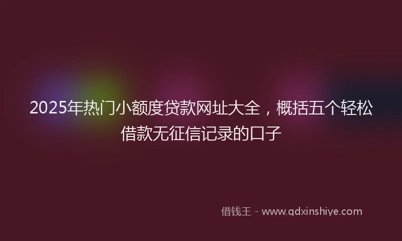 2025年热门小额度贷款网址大全,概括五个轻松借款无征信记录的口子