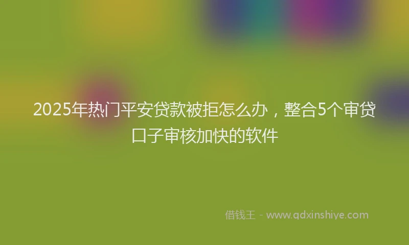 2025年热门平安贷款被拒怎么办，整合5个审贷口子审核加快的软件