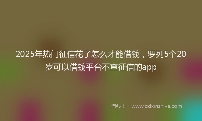 2025年热门征信花了怎么才能借钱，罗列5个20岁可以借钱平台不查征信的app