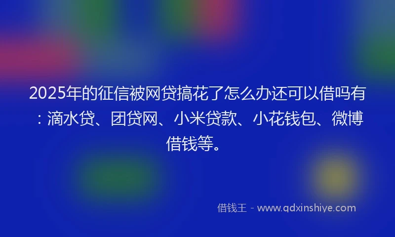 2025年的征信被网贷搞花了怎么办还可以借吗有：滴水贷、团贷网、小米贷款、小花钱包、微博借钱等。