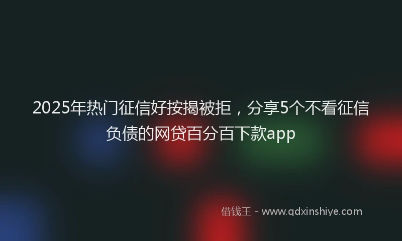 2025年热门征信好按揭被拒，分享5个不看征信负债的网贷百分百下款app