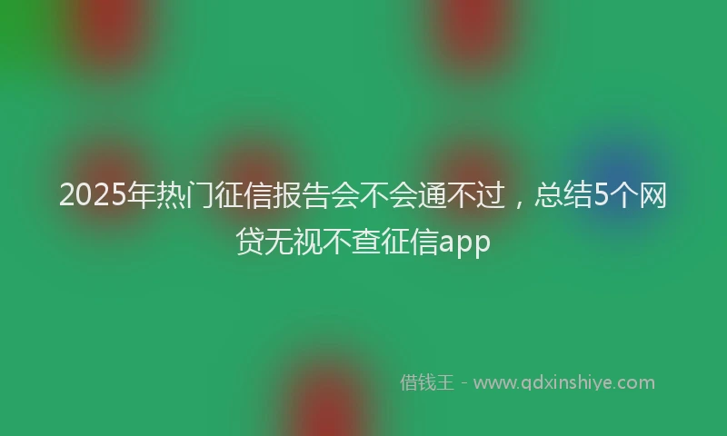 2025年热门征信报告会不会通不过，总结5个网贷无视不查征信app