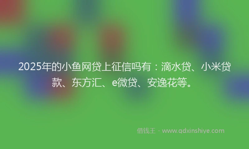 2025年的小鱼网贷上征信吗有：滴水贷、小米贷款、东方汇、e微贷、安逸花等。