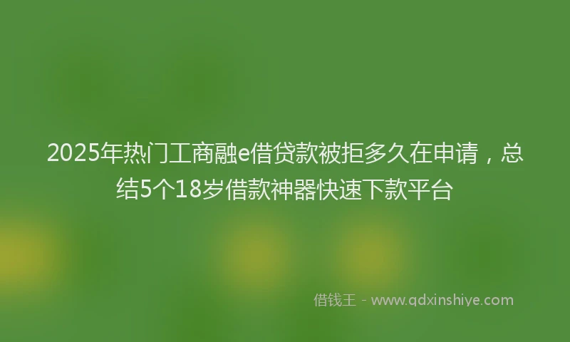 2025年热门工商融e借贷款被拒多久在申请，总结5个18岁借款神器快速下款平台