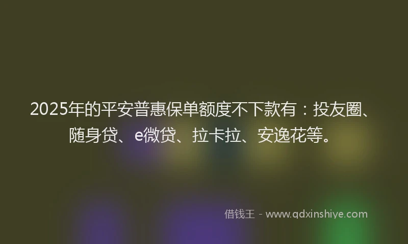 2025年的平安普惠保单额度不下款有：投友圈、随身贷、e微贷、拉卡拉、安逸花等。