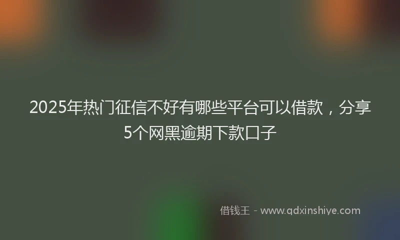 2025年热门征信不好有哪些平台可以借款，分享5个网黑逾期下款口子