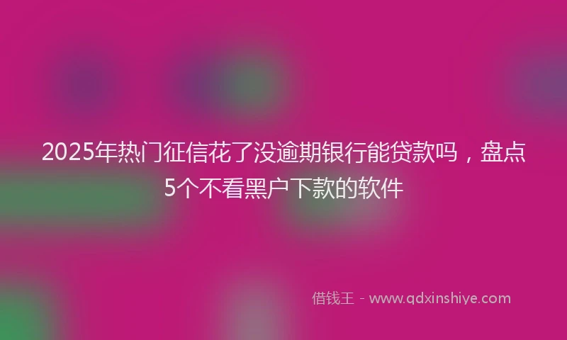 2025年热门征信花了没逾期银行能贷款吗，盘点5个不看黑户下款的软件