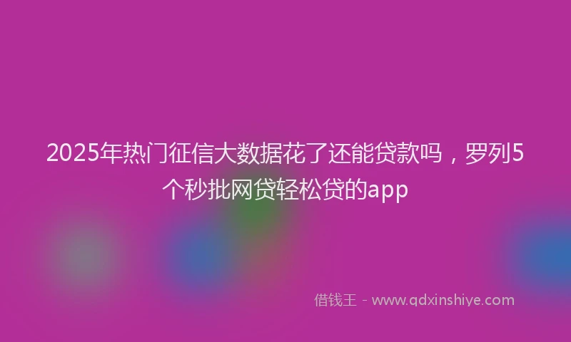 2025年热门征信大数据花了还能贷款吗，罗列5个秒批网贷轻松贷的app