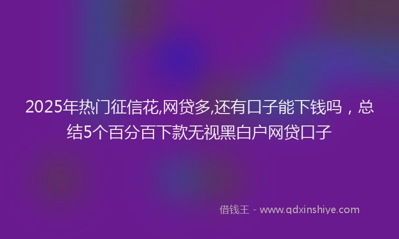 2025年热门征信花,网贷多,还有口子能下钱吗，总结5个百分百下款无视黑白户网贷口子