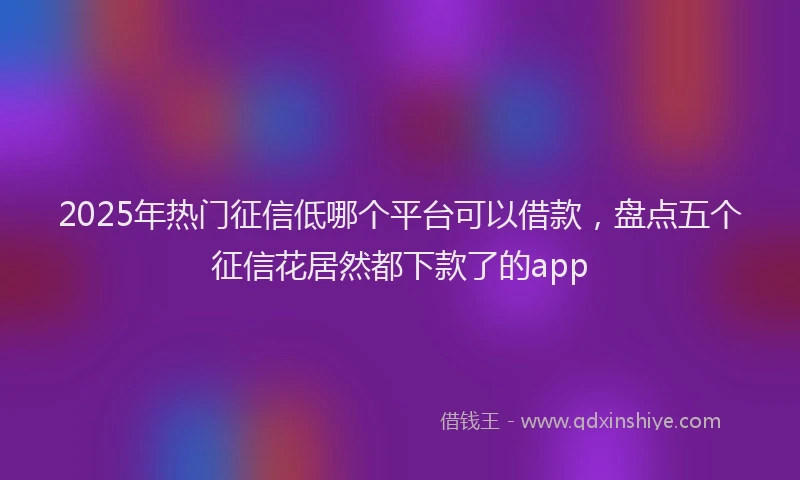 2025年热门征信低哪个平台可以借款，盘点五个征信花居然都下款了的app