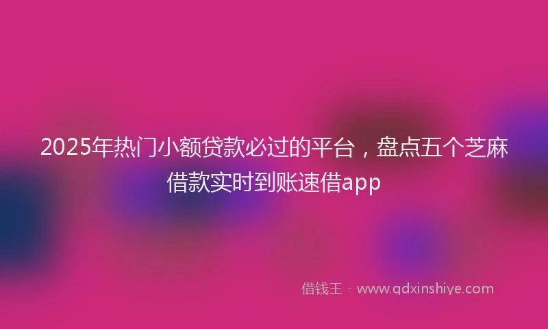 2025年热门小额贷款必过的平台,盘点五个芝麻借款实时到账速借app