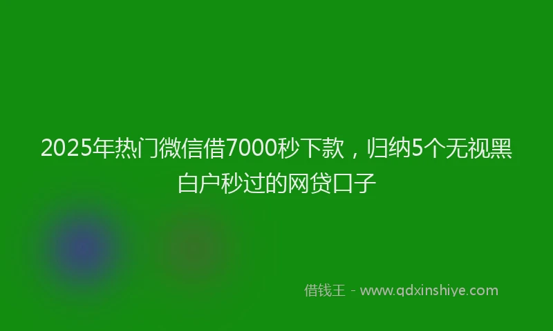 2025年热门微信借7000秒下款，归纳5个无视黑白户秒过的网贷口子