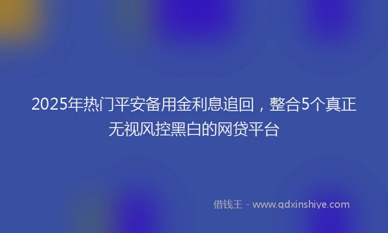 2025年热门平安备用金利息追回，整合5个真正无视风控黑白的网贷平台