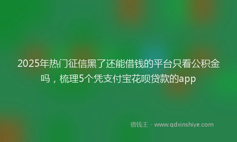2025年热门征信黑了还能借钱的平台只看公积金吗，梳理5个凭支付宝花呗贷款的app