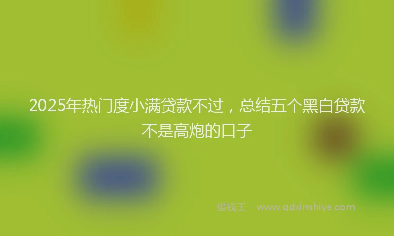 2025年热门度小满贷款不过,总结五个黑白贷款不是高炮的口子