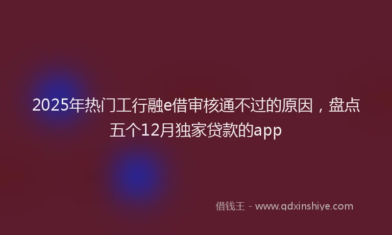 2025年热门工行融e借审核通不过的原因，盘点五个12月独家贷款的app