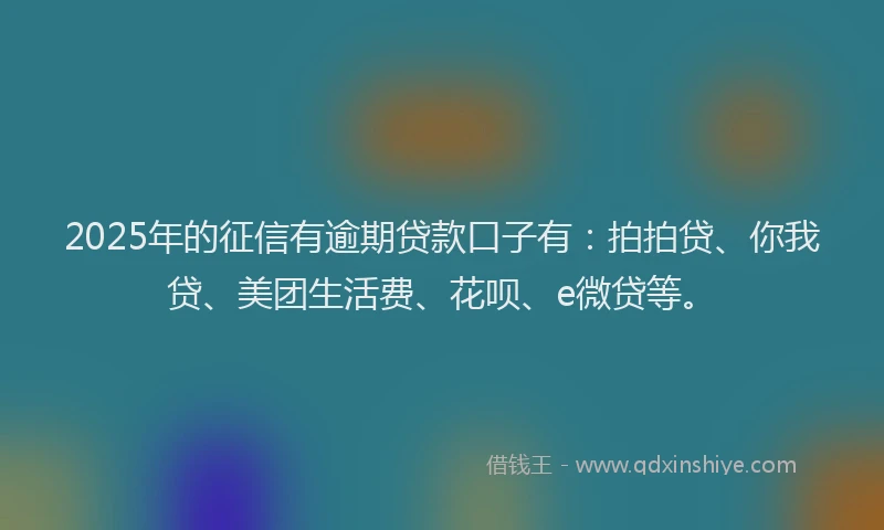 2025年的征信有逾期贷款口子有：拍拍贷、你我贷、美团生活费、花呗、e微贷等。
