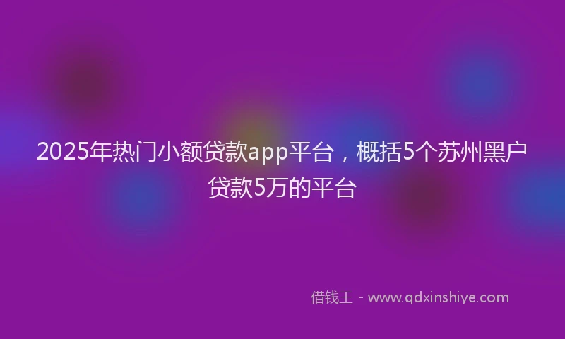 2025年热门小额贷款app平台,概括5个苏州黑户贷款5万的平台