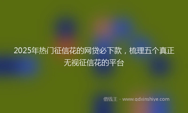 2025年热门征信花的网贷必下款，梳理五个真正无视征信花的平台