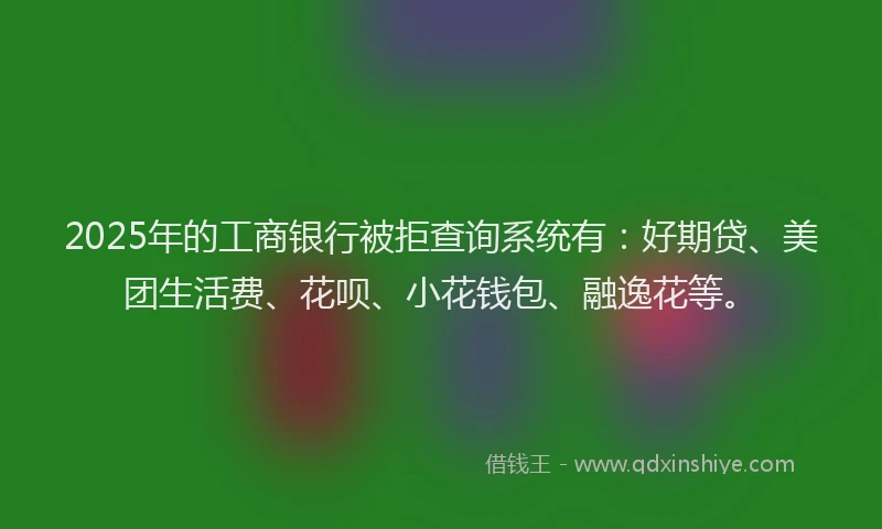 2025年的工商银行被拒查询系统有：好期贷、美团生活费、花呗、小花钱包、融逸花等。