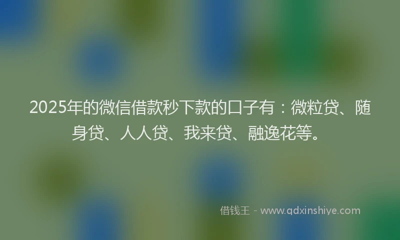 2025年的微信借款秒下款的口子有：微粒贷、随身贷、人人贷、我来贷、融逸花等。