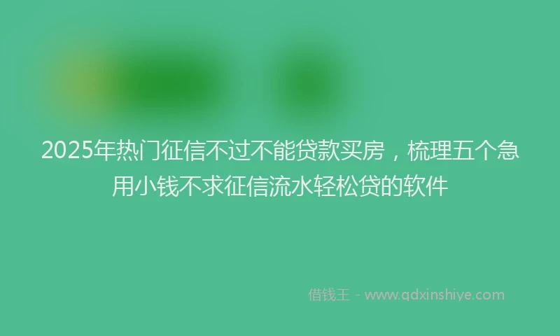 2025年热门征信不过不能贷款买房，梳理五个急用小钱不求征信流水轻松贷的软件