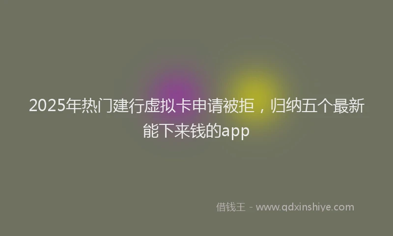 2025年热门建行虚拟卡申请被拒，归纳五个最新能下来钱的app