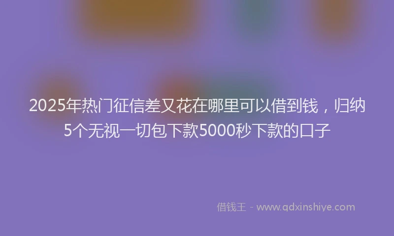 2025年热门征信差又花在哪里可以借到钱，归纳5个无视一切包下款5000秒下款的口子