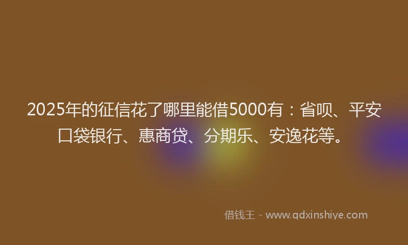 2025年的征信花了哪里能借5000有：省呗、平安口袋银行、惠商贷、分期乐、安逸花等。