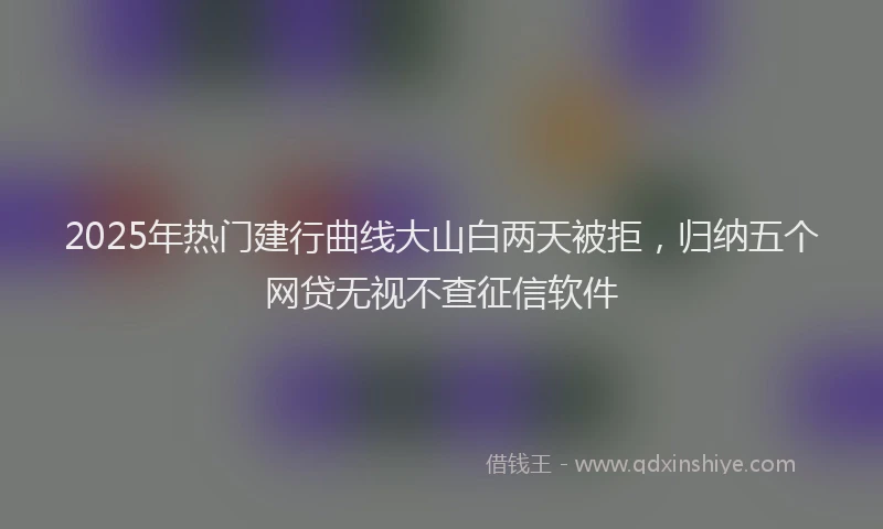 2025年热门建行曲线大山白两天被拒,归纳五个网贷无视不查征信软件