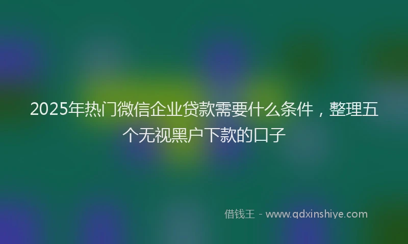 2025年热门微信企业贷款需要什么条件，整理五个无视黑户下款的口子