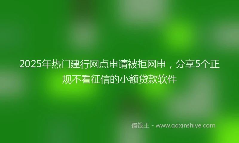 2025年热门建行网点申请被拒网申，分享5个正规不看征信的小额贷款软件