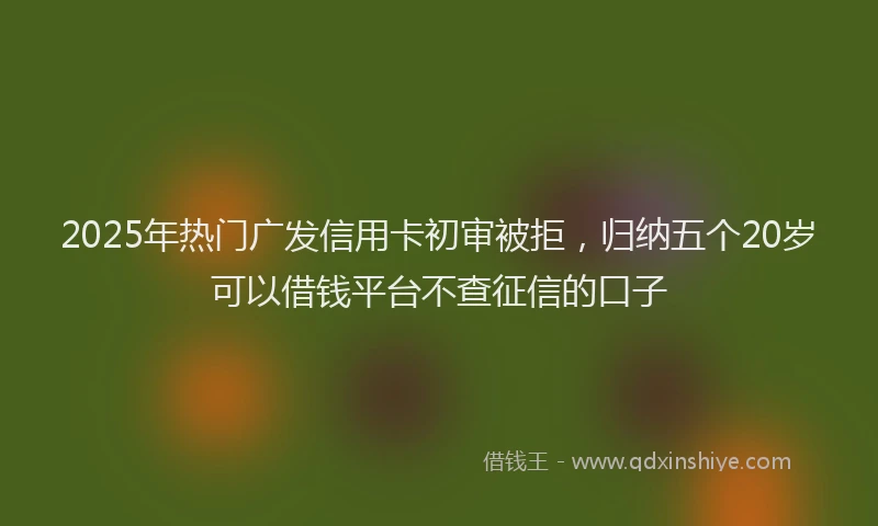2025年热门广发信用卡初审被拒，归纳五个20岁可以借钱平台不查征信的口子