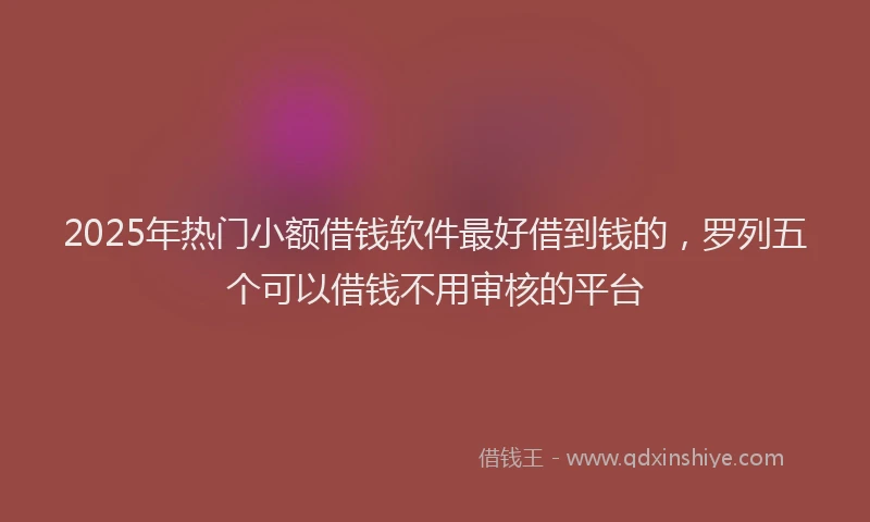 2025年热门小额借钱软件最好借到钱的，罗列五个可以借钱不用审核的平台