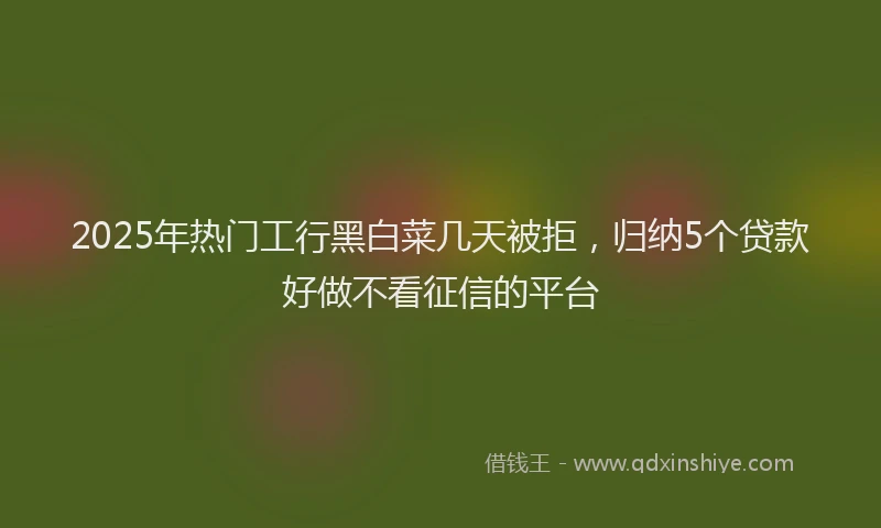 2025年热门工行黑白菜几天被拒，归纳5个贷款好做不看征信的平台
