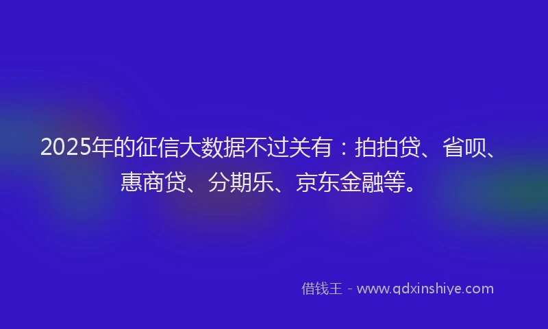 2025年的征信大数据不过关有：拍拍贷、省呗、惠商贷、分期乐、京东金融等。