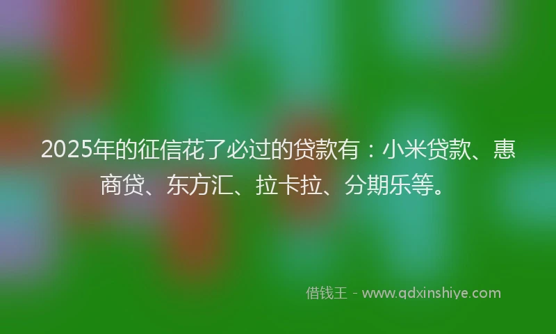 2025年的征信花了必过的贷款有：小米贷款、惠商贷、东方汇、拉卡拉、分期乐等。