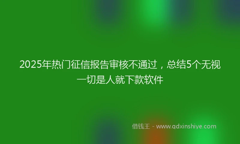 2025年热门征信报告审核不通过，总结5个无视一切是人就下款软件