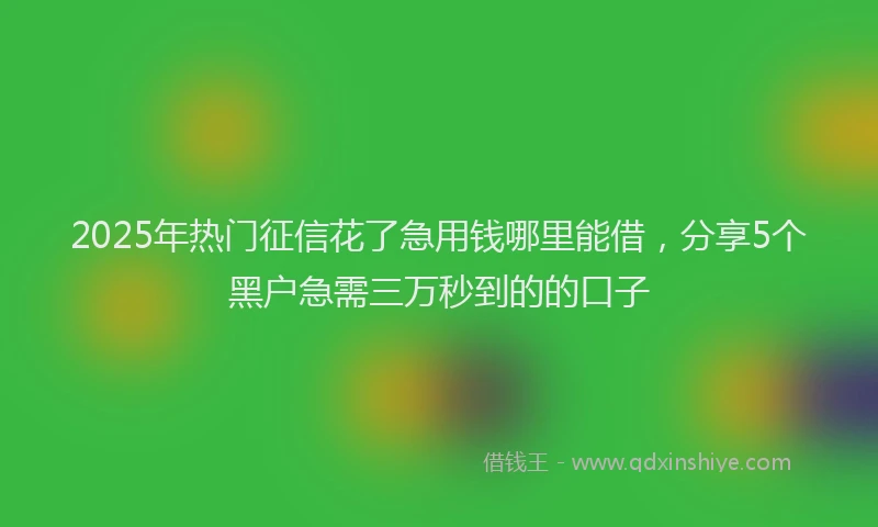 2025年热门征信花了急用钱哪里能借，分享5个黑户急需三万秒到的的口子