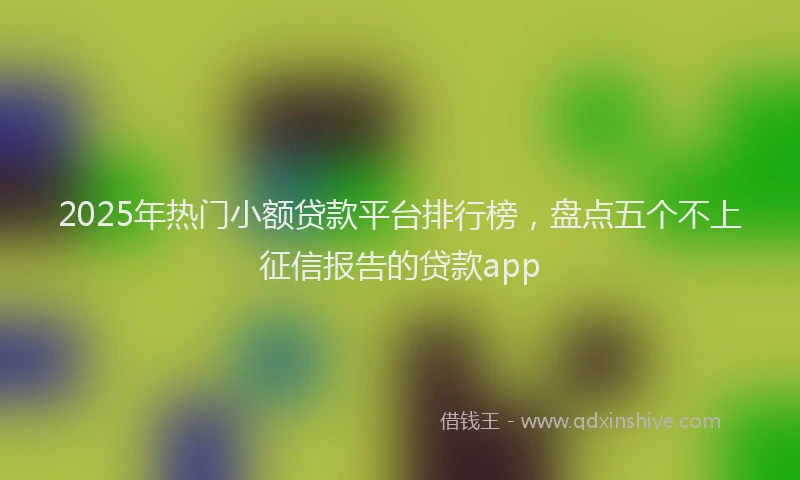 2025年热门小额贷款平台排行榜，盘点五个不上征信报告的贷款app