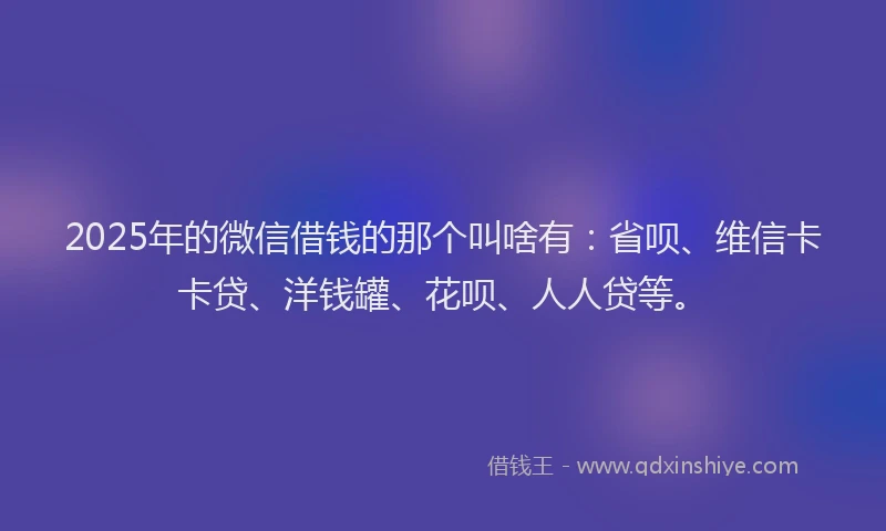 2025年的微信借钱的那个叫啥有：省呗、维信卡卡贷、洋钱罐、花呗、人人贷等。