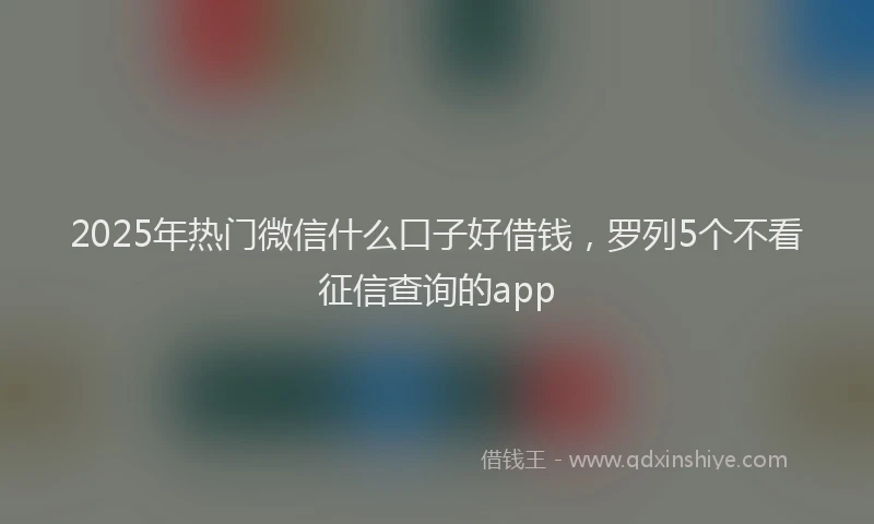 2025年热门微信什么口子好借钱，罗列5个不看征信查询的app