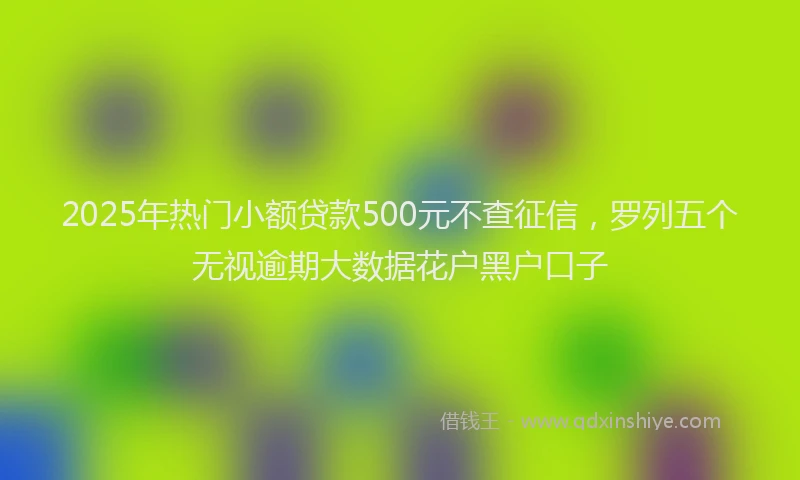 2025年热门小额贷款500元不查征信，罗列五个无视逾期大数据花户黑户口子
