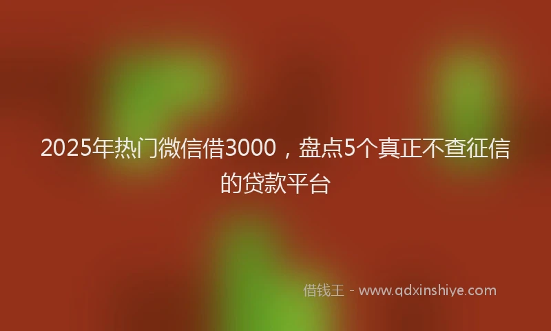 2025年热门微信借3000，盘点5个真正不查征信的贷款平台
