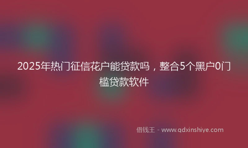 2025年热门征信花户能贷款吗，整合5个黑户0门槛贷款软件
