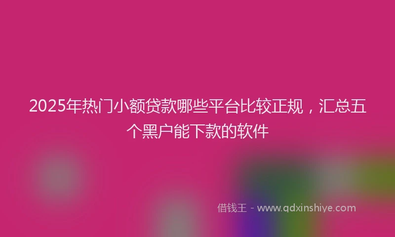 2025年热门小额贷款哪些平台比较正规，汇总五个黑户能下款的软件