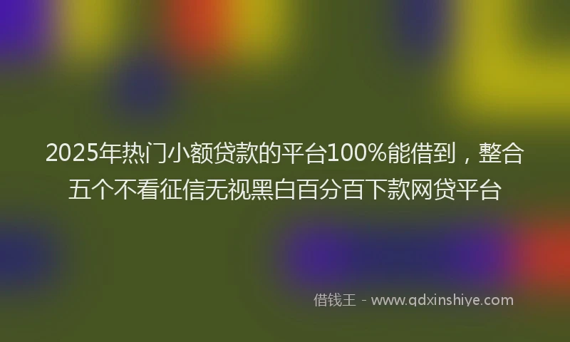 2025年热门小额贷款的平台100%能借到，整合五个不看征信无视黑白百分百下款网贷平台
