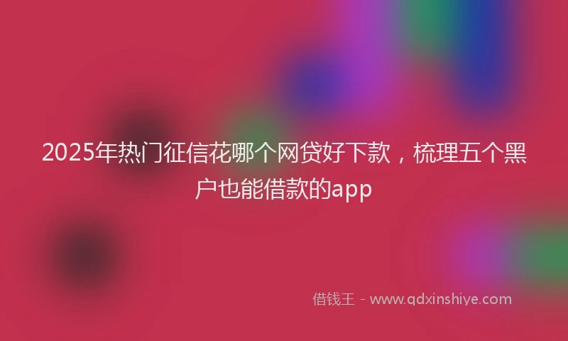 2025年热门征信花哪个网贷好下款，梳理五个黑户也能借款的app